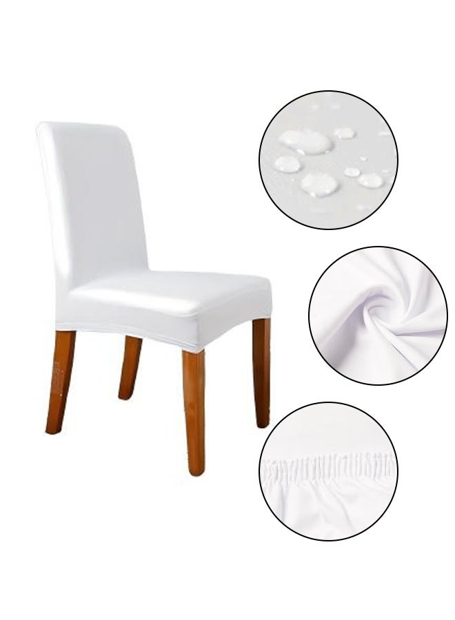 DUNISO Waterproof Dining Chair Slipcovers, Non Slip Stretch Dining Chair Protector Cover,Removable, Available All Seasons,for Kitchen, Hotel, Restaurant,Banquet（White) - Image 1